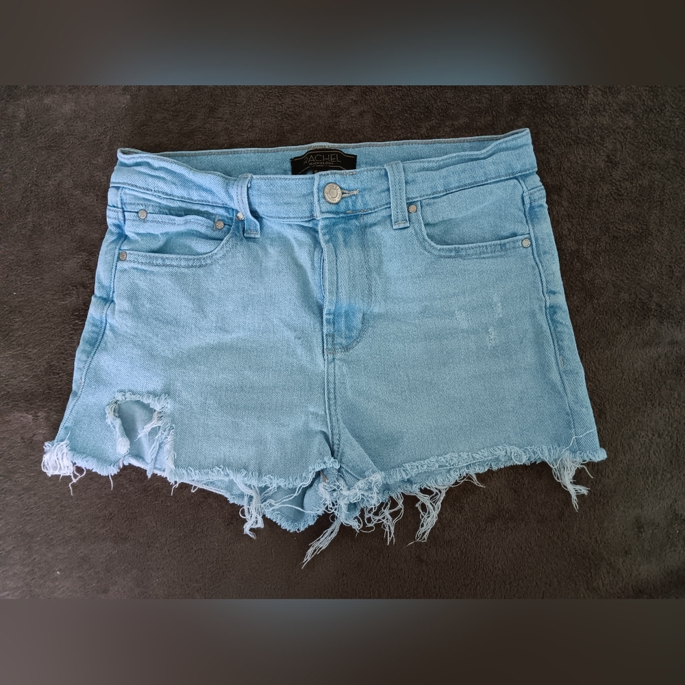 Rachel Roy Raw Hem Distressed Blue Denim Jean Shorts